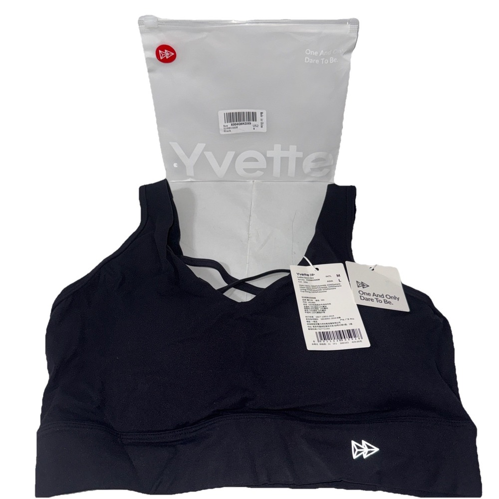 Yvette Women's Cross Back Sports Bras U-Neck Yoga Bra with Wide Strap New